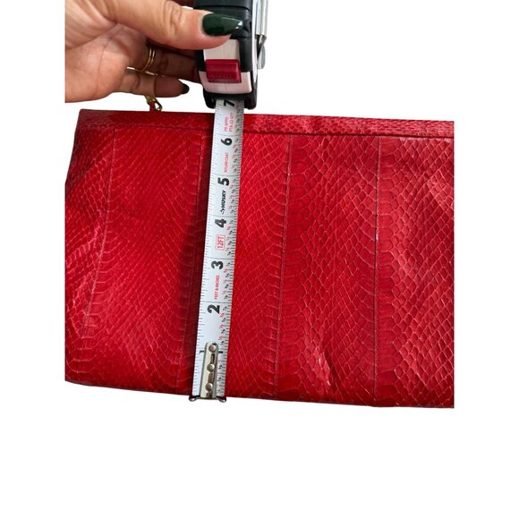 SAKS FIFTH AVENUE Vintage Red Eel Skin Clutch Handbag - Picture 7 of 9